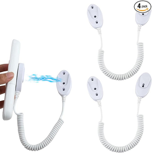 Magnetic Remote Leash Control Holder with Security Cable, Retractable Tidy Anti-lost Rope Organizer Easy Installation Stable Suitable for Projector TV Fan and Air Conditioner Remotes (2Pcs White, S)