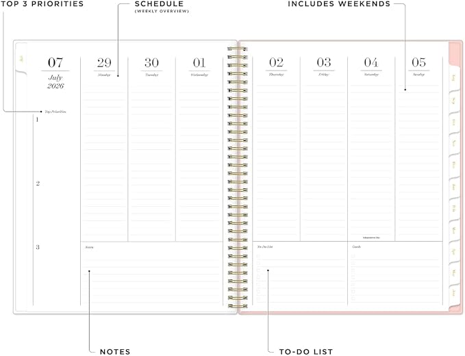 2026-2027 Blue Sky 8" x 11" Academic Year Weekly & Monthly Planner, Plastic Cover, Berry Rose (161384)