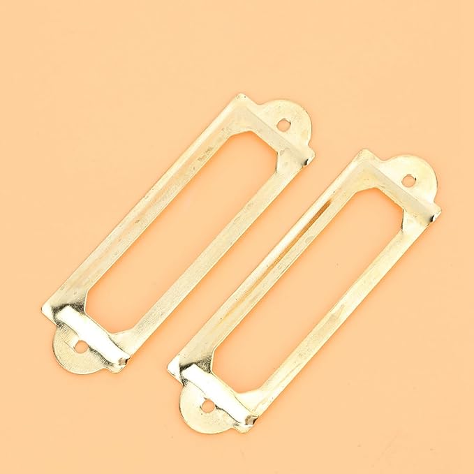20PCS Metal Drawer Label Holders, Retro Exquisite File Cabinet Label Frames Card Tag Label Holder with Screws for Office Drawers Shelves (Yellow)