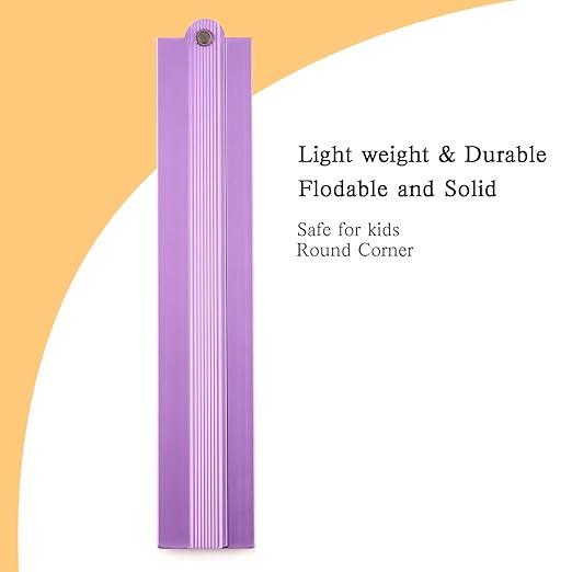 2-in-1 Foldable Metal Ruler & Protractor -15cm Compact to 30cm Extended, Precision Laser Etched Metric Scale, Aluminum Folding Small Ruler for Planner Journaling Drafting Drawing (Lavender)