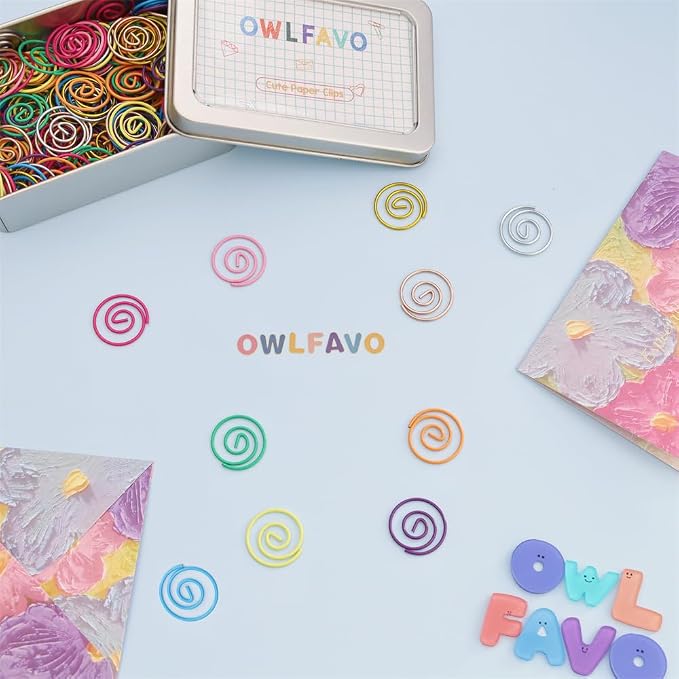OWLFAVO 132pcs Small Circle Shape Paper Clips with Clear Box, 11 Colors, Funny Cute Paperclips Bookmarks Planner Clips for Fun Office Supplies School Gifts Wedding Decoration