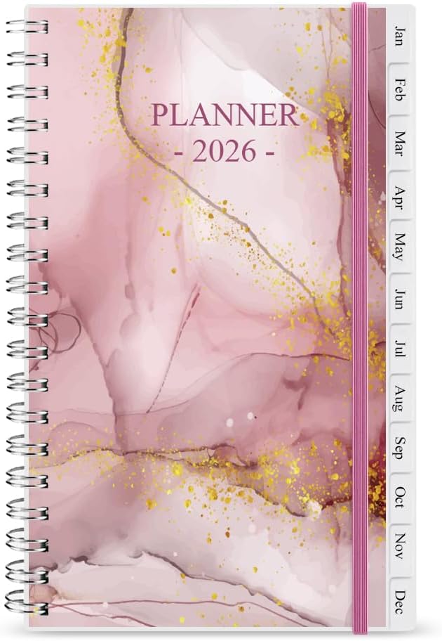 2026 Pocket Planner/Calendar - A6 Weekly & Monthly Organizer Notebook & Journal to Track Goals, Easy to Organize Your Daily Life, Medium 3.75" x 6.75", Pink