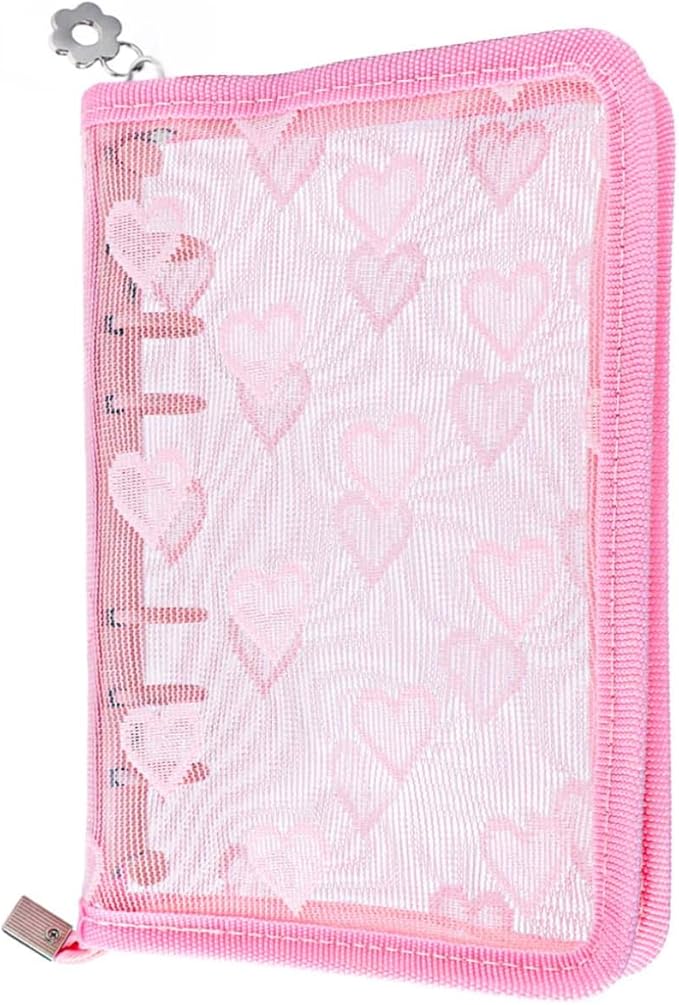 NatSumeBasics Pink A6 Binder Zipper Cash Envelope Wallet 6 Ring Lace Zip Budget Binders Cover for Journaling Planner (Zipper Pink A6 Binder)