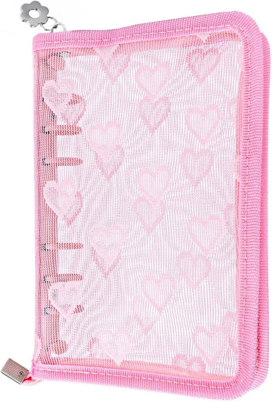 NatSumeBasics Pink A6 Binder Zipper Cash Envelope Wallet 6 Ring Lace Zip Budget Binders Cover for Journaling Planner (Zipper Pink A6 Binder)