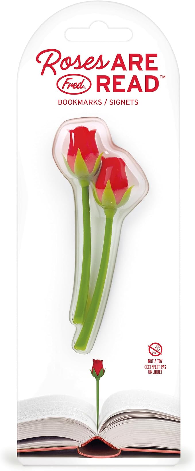 Genuine Fred Roses are Read Flower Bookmarks – Set of 2 Rose Page Markers, Soft and Flexible Silicone, Great for Romance Novels, Book Lovers, and Valentine's Day