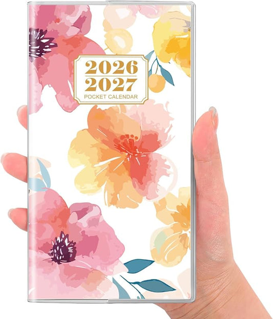 SKYDUE Pocket Calendar 2026-2027, 24-Month Small Monthly Pocket Planner Jan 2026- Dec 2027 for Purse, 6.7" X 3.7", Perfect for On-the-Go Planning and Organization