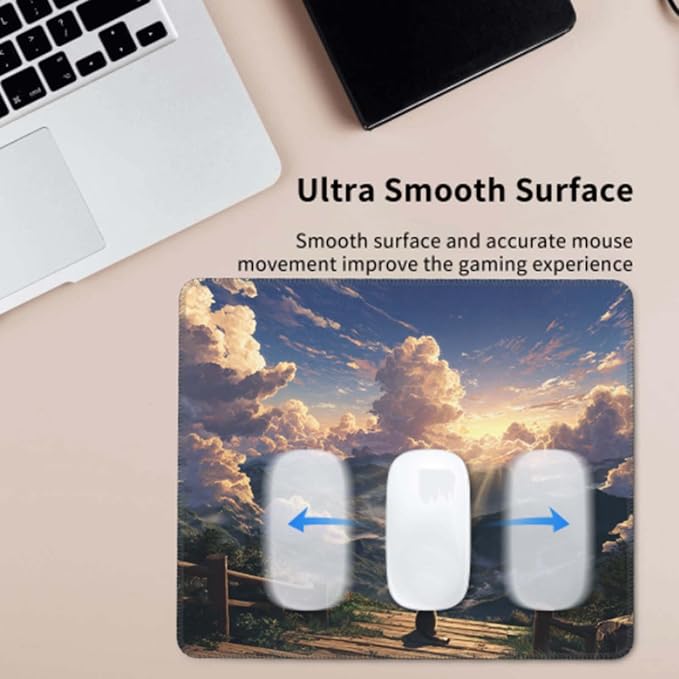 Voltique Mouse Pad Small Desk Mat, Cute Cat Computer Mousepad with Stitched Edges Non-Slip, Keyboard Mouse Pad for Desktop Office Desk Accessories