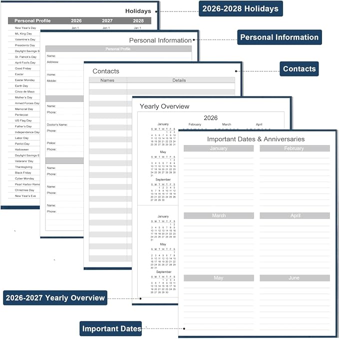 Planner 2026-2027 - 8.5'' × 11'' Weekly & Monthly Planner from July 2026 to June 2027, Large Planners 2026-2027 with Pefect Organizer, Fabric Cover, Inner Pocket, Blue