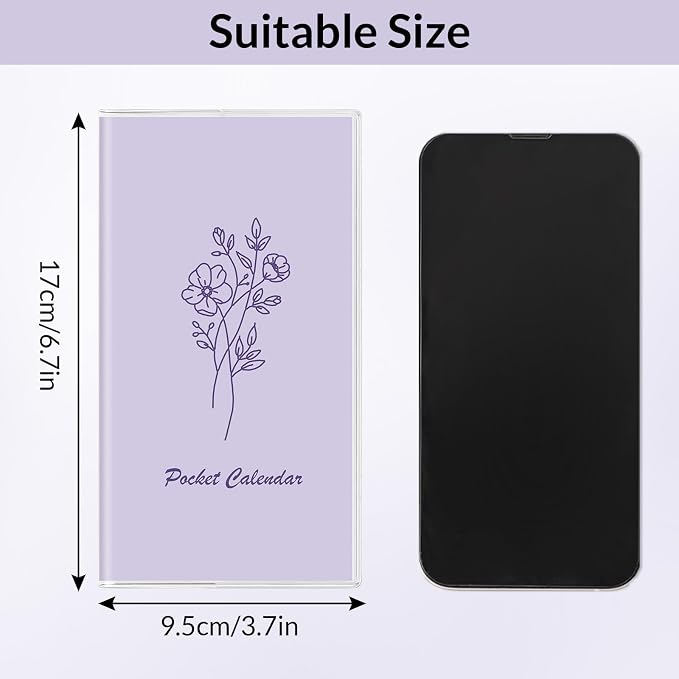 KONVINIT Pocket Calendar 2025-2027, Pocket Planner 2026-3.7" x 6.7" - Runs from July 2025 Until December 2027, Monthly Planner 2025-2027 with PVC Cover for Planning, Purple