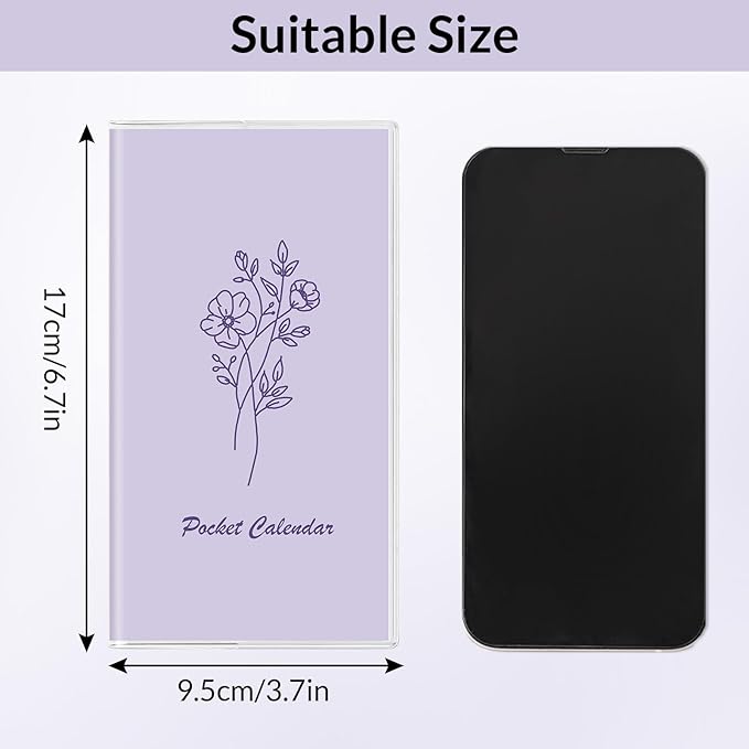 KONVINIT Pocket Calendar 2025-2027, Pocket Planner 2026-3.7" x 6.7" - Runs from July 2025 Until December 2027, Monthly Planner 2025-2027 with PVC Cover for Planning, Purple