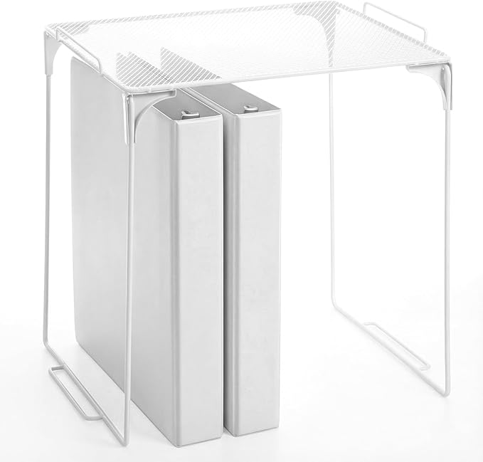 Colarr White Locker Organizer Shelf Locker Accessories for Girls Stackable Storage Organization Shelf Area Saver Fits Standard Size for School Office Kitchen and Home