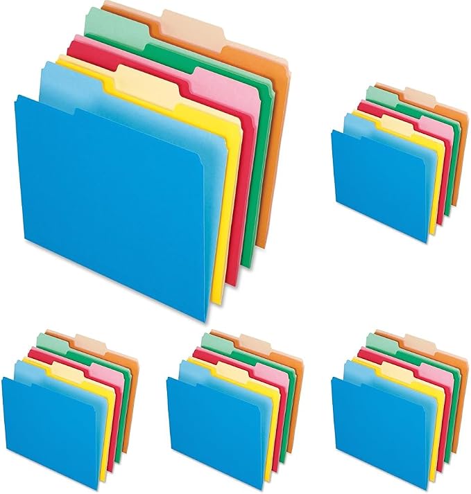 Pendaflex Two-Tone Color File Folders, Letter Size, Assorted Colors, 1/3 Cut, 100 per Box (152 1/3 ASST) (Pack of 5)