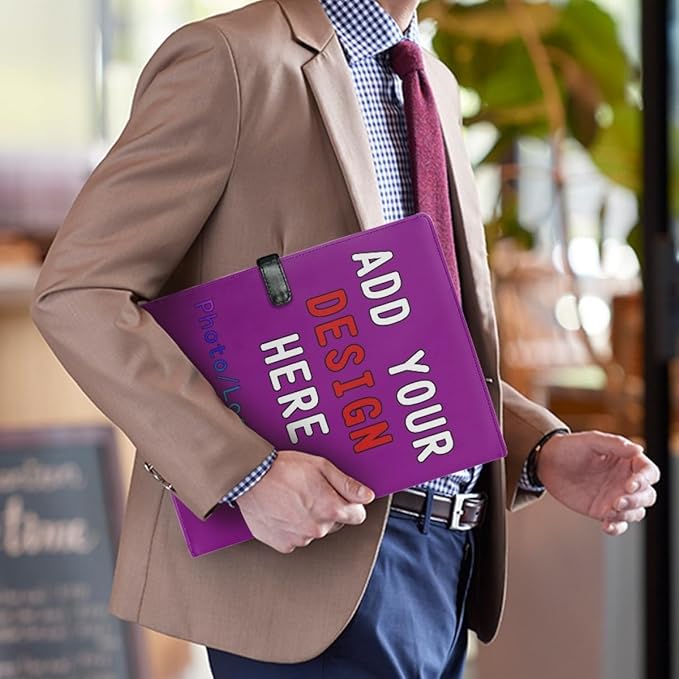 Personalized Padfolio with Logo, Custom Business Portfolio with A4/US Letter Writing Pad Holder for Resumes and Interviews, MediumPurple