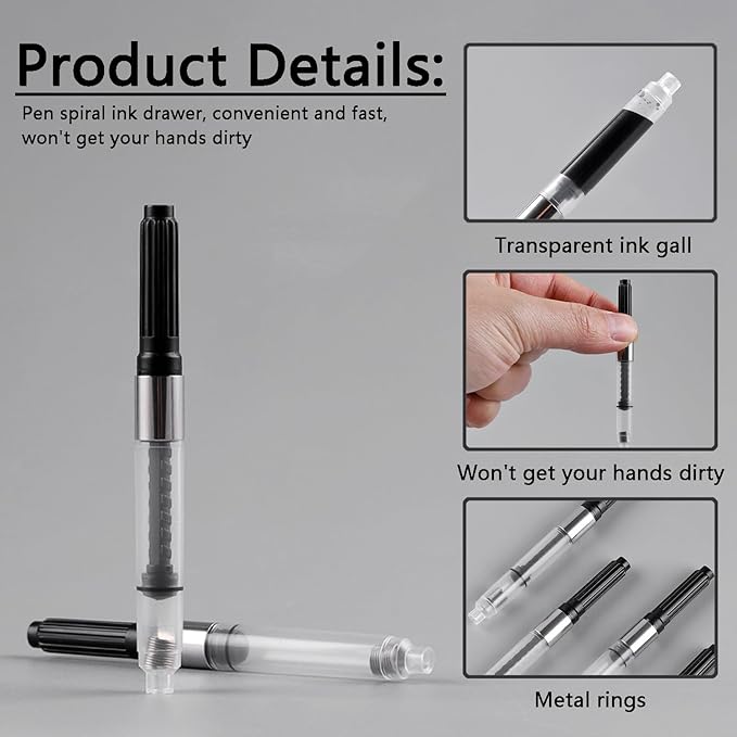 Fountain Pen Screw Ink Drawer Ink Converter Screw-in Style Universal European Standard 2.6mm Converter for Writing and Correction Supplies (20pcs)