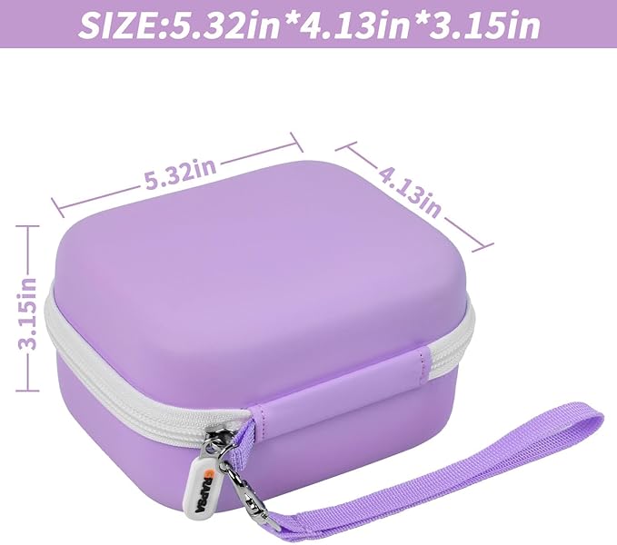 Sticker Printer Case for Memoking T02/ for ETIKEZ PM290C/ for Nelko PM230/ for Phomemo M02/ T02/ Q30S Mini Pocket Printer Machine. Holder for Label Maker, Thermal Paper, USB Cable (Box Only) -Purple