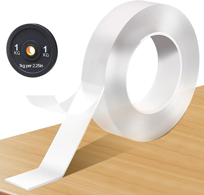 Yeefeoch Double Sided Tape Heavy Duty, mounting Picture Hanging Adhesive Strips, DIY Extra Large Nano Tape for Wall Water Proof/Weather Proof Double Sided Tape, T002 (M, 0.07 in*1.18 in*10 Feet)
