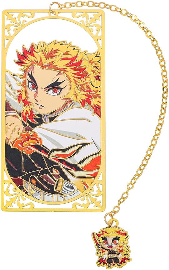Demon Kamado Bookmark Page Mark, Anime Tanjiron Zenitsu Giyuu Kyoujurou Figure Reading Tool, Stationery Gifts for Reading Lovers Bookworm (Style A)