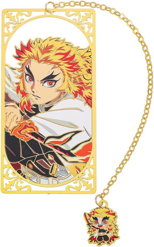 Demon Kamado Bookmark Page Mark, Anime Tanjiron Zenitsu Giyuu Kyoujurou Figure Reading Tool, Stationery Gifts for Reading Lovers Bookworm (Style A)