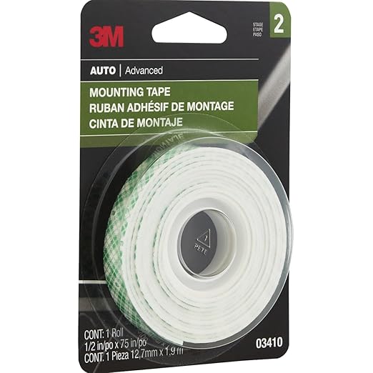 3M Mounting Tape 2-Pack, White Foam, 1/2 in x 75 in per Roll (150 in Total), Multipurpose Permanent Double-Sided Foam Tape for Automotive Interior and Home/Office Use