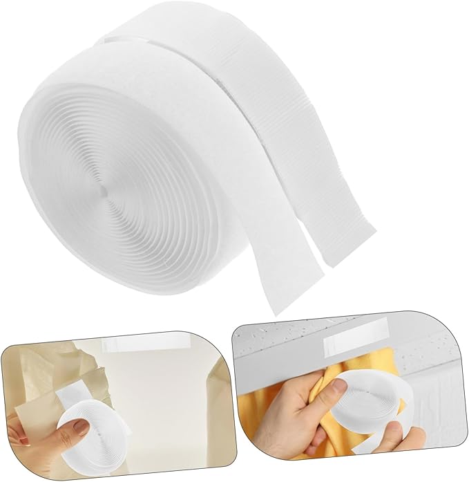Veemoon Double-Sided Hook and Loop Fastener Tape for Curtains and Doors Strong Adhesive Self-Stick Strips for Home and Office Versatile Fabric Mounting Solution