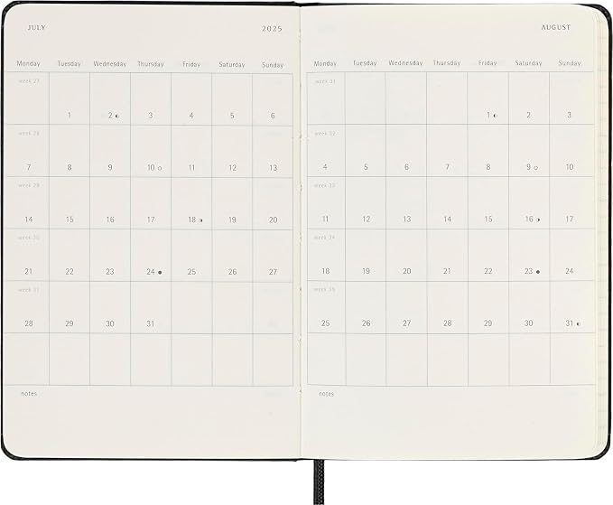 Moleskine Classic 12 Month 2025 Weekly Vertical Planner, Hard Cover, Pocket (3.5" x 5.5"), Black, 144 pages