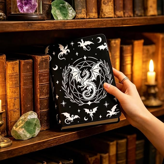 Dragon Patern Stretchable Book Cover 15.7"x9.8", Elastic Washable Book Protector for Hardcover Textbooks Paperbacks, Reusable Polyester Book Sleeve for Women