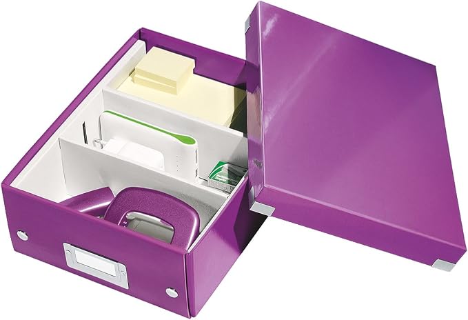 Leitz A5 Storage Box, Click and Store Range 60430001 - Small, Purple Organiser Box A5