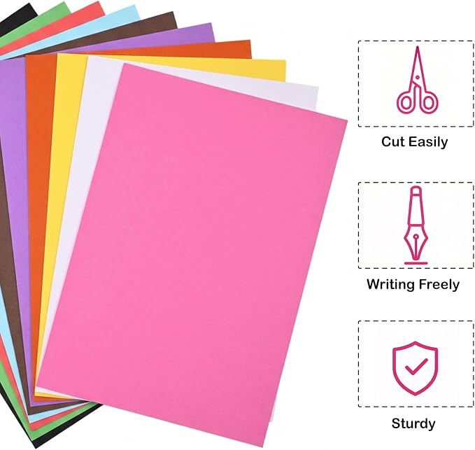 VinTS 50 Pcs Colored Poster Boards,11.7x16.5 Inches 10 Assorted Color Poster Board Paper 220g Bright Poster Board Bulk for Back to School Arts, Classroom Crafts, Exhibits and Notices