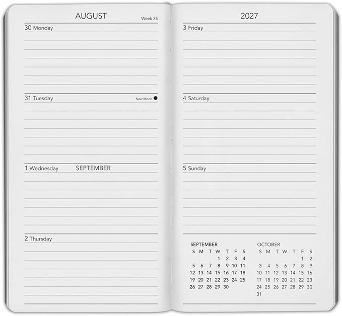 Harbor Pocket Weekly Monthly Planner 2027, Calendar Planner and Notebook, Durable Faux Leather, 192 Pages, Softcover & Book Bound - Leida Navy - 6x3.25"