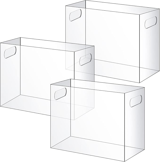 Thenshop 3 Pcs Acrylic File Organizer Acrylic Desktop File Box with Handle Hanging Folder Clear Holder Filing Box for Office Home School Letter Size Folder Storage, 12.2 x 5.5 x 9.4 Inch