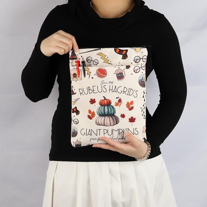 BLUPARK H Inspired Book Sleeve Gifts Book Covers for Paperbacks Movie Merch Bookish Gift (HP Giant pumpkins bs)
