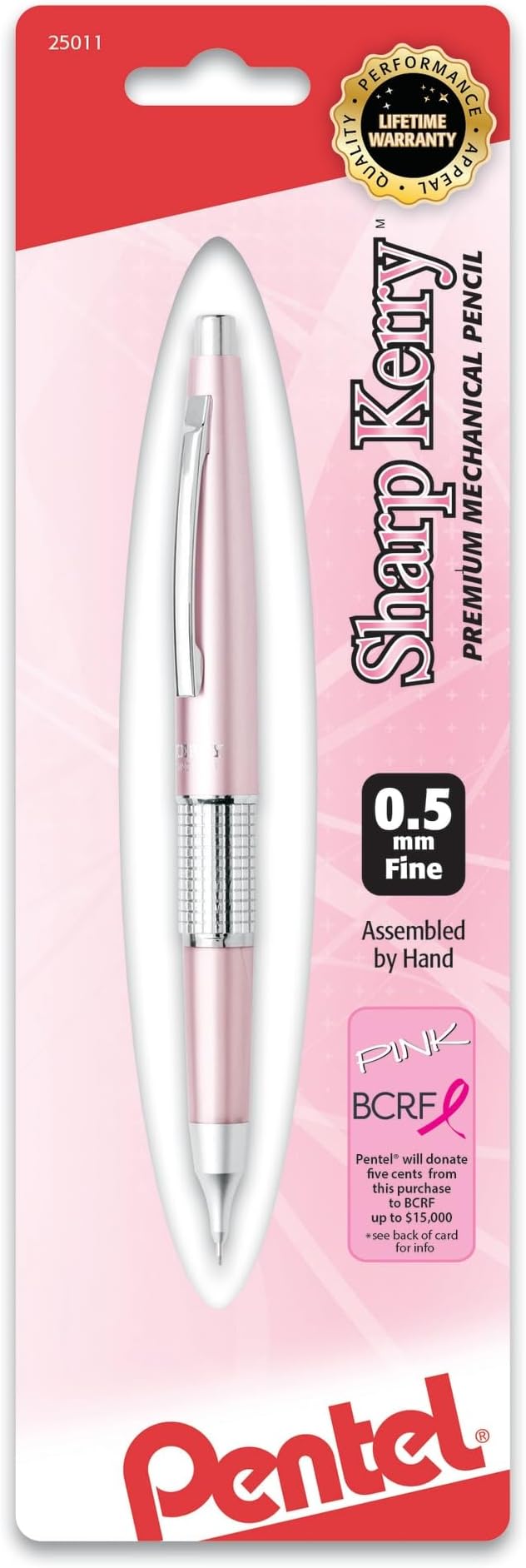 Pentel PINK BCA Sharp Kerry Mechanical Pencil (0.5mm), Pink Barrel 1-Pk (P1035BPP-BC)