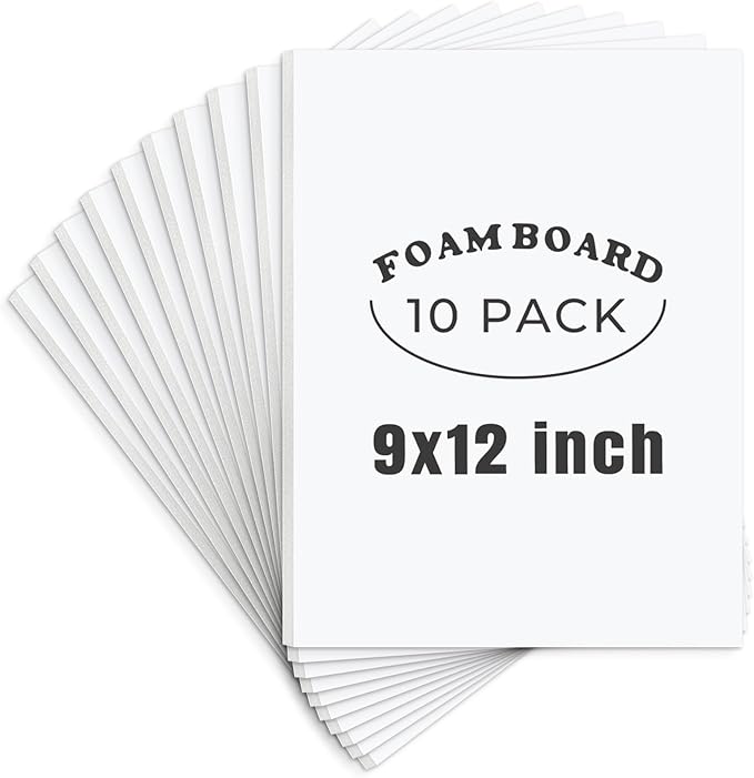 AUEAR, 10 Pack 9x12 White Foam Boards, Foam Core Poster Board for Display, Mounting, Print, Presentation and Projects, 1/8'' Thick