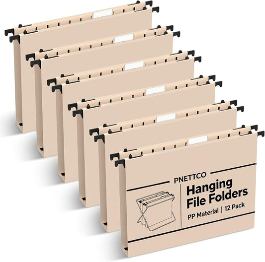 Extra Capacity Plastic Hanging File Folder, 12 Pack Reinforced Hang Folders Letter Size, Heavy Duty 1 Inch Expansion Filing Cabinet Folders for Bulk Files, Medical Charts, Light Pink