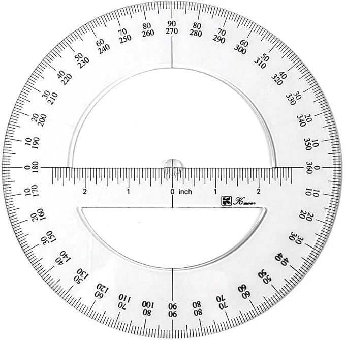 1Pc White 360 Degree Protractor Round Ruler Gauge Angular Drafting Tools Circle Protractor for School Education Office Classroom 6 Inch, Protractors, Writing and Correction Supplies