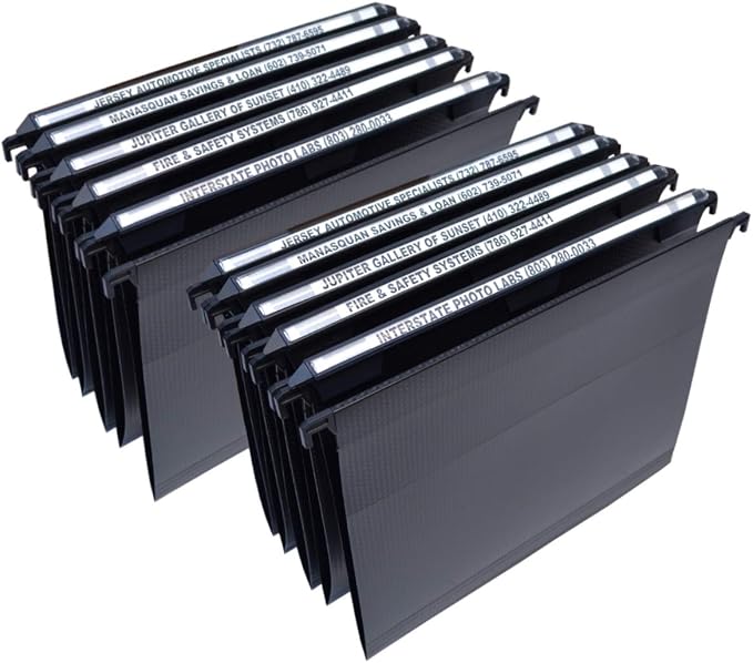Ultimate Office MagniFile Hanging File Folders V Base Letter Size with 11 inch Magnified Indexes that Double The Size of Your File Titles to Find Files Fast. (Set of 10 Black)