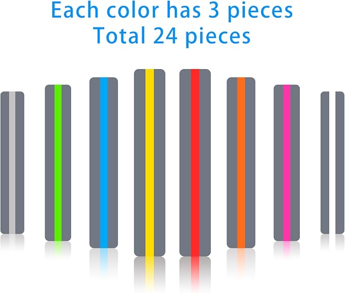 Guided Reading Strips/Colored Overlay/Highlight Strips/Highlighter/Bookmark/Assorted Colors Help with Dyslexia for Children and Teacher Supply Assistant (24 Pack)