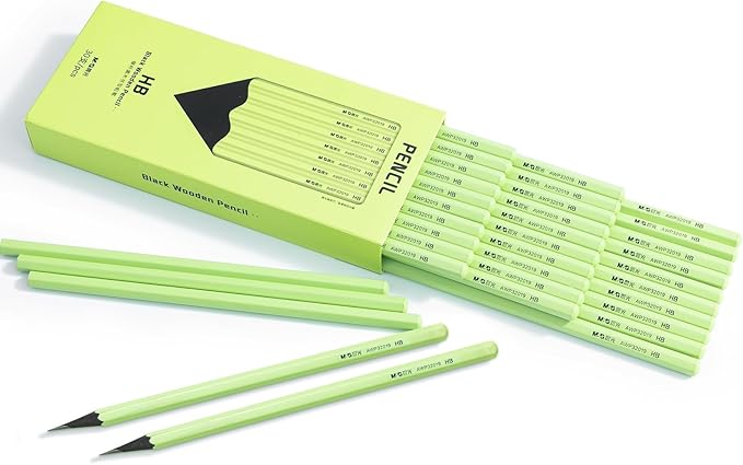 M&G Wood-Cased HB Pencils, 30 Count Green Barrel Black Wood, Hexagonal #2 HB Soft Bulk Pencils for School, Office, Unsharpened, No Eraser, Anti-Bite Tip, for Writing, Drawing & Sketching