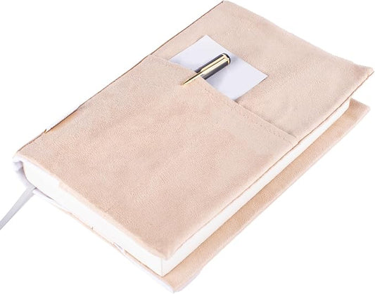 APLUFINE Velvet Book Cover for Paperbacks, Reusable Fabric Book Cover with Pockets, Adjustable Book Protector for Softcover Books, Journals & Bibles
