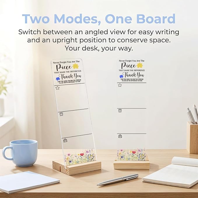 Sticky Note Holder Acrylic Monitor Memo Board Desk Organizers and Accessories Desk Decor Post It Note Holder with 200Pcs Sticky Notes Thank You Appreciation Office Desk Sign