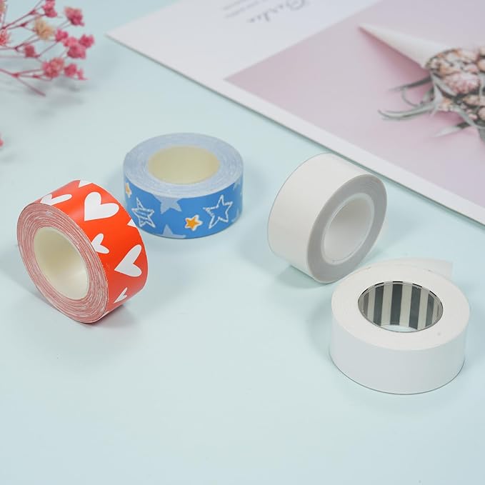 HUIOP Label Tape,Label Tape 1 Roll Thermal Label Skicker Compatible with King Jim TEPRA LR5C Labeler Cute Thermal Paper Print Tape 15mm*4m - Transparent