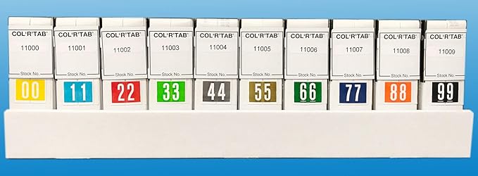 Tabbies Original COL'R'TAB 11000 Series Numeric Label Kit, 1 Roll Each, 0-9, 1" H x 1-1/2"W, Heavy Duty, Made in the USA, (10 Rolls) 500 Labels/Roll