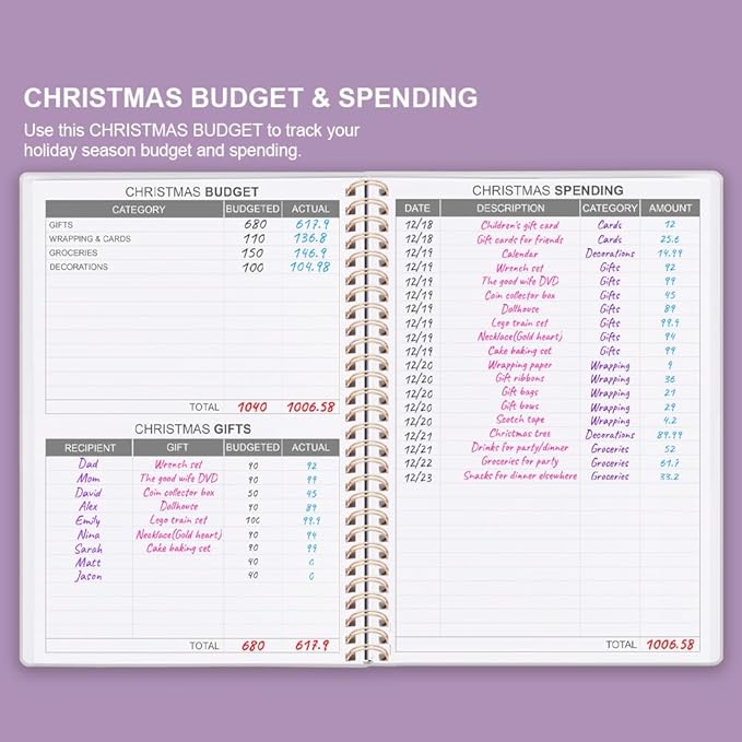 Budget Planner - Monthly Budget Book with Expense Tracker Notebook, Undated 12 Month Bill Organizer & Finance Planner to Manage Your Money, Account Book with Colorful Tabs, 5.8" x 8.5", Purple
