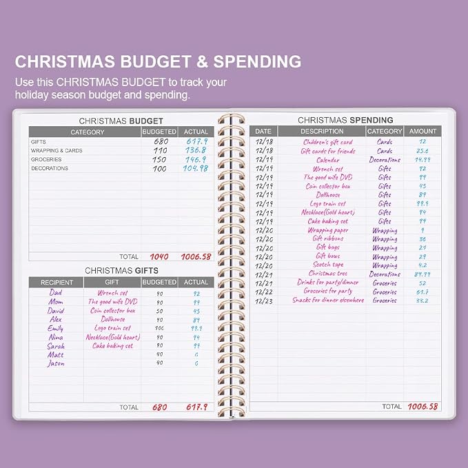 Budget Planner - Monthly Budget Book with Expense Tracker Notebook, Undated 12 Month Bill Organizer & Finance Planner to Manage Your Money, Account Book with Colorful Tabs, 8" x 9.5", Purple