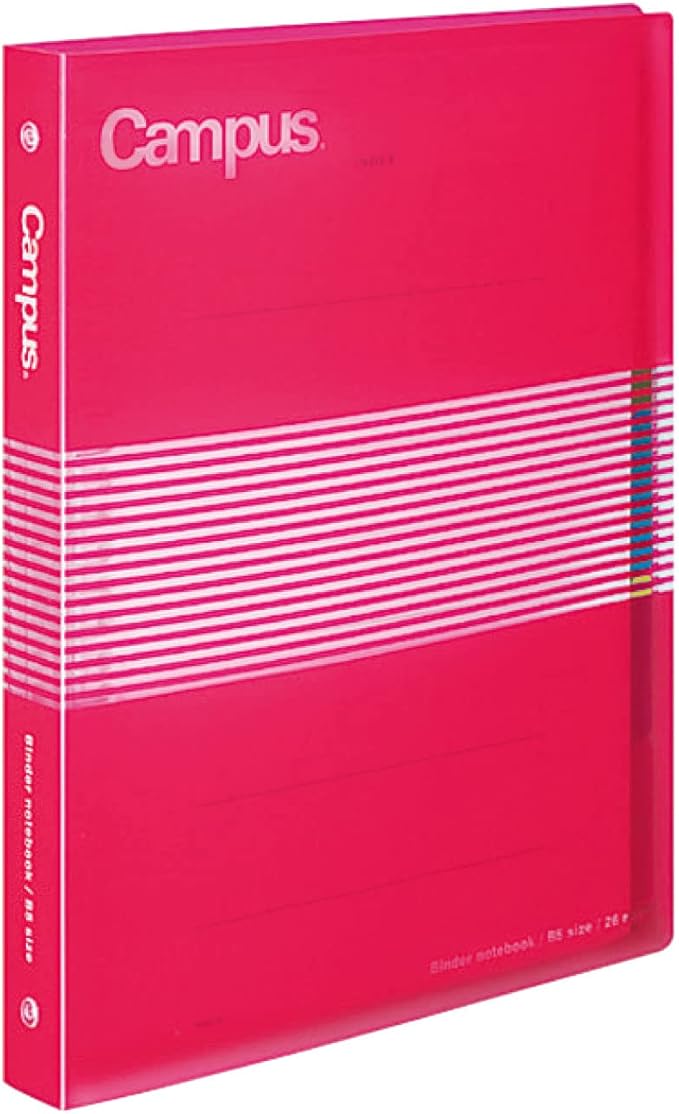 KOKUYO Campus B5 Slide Binder Notebook with 5 Tab Dividers, PP Cover, 26 Hole, 100 Sheets Capacity, Pink, Japan Import (RU-P334NP)
