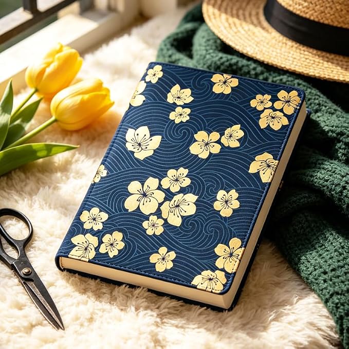 Flowers and Lines Patern Stretchable Book Cover 15.7"x9.8", Elastic Washable Book Protector for Hardcover Textbooks Paperbacks, Reusable Polyester Book Sleeve for Women
