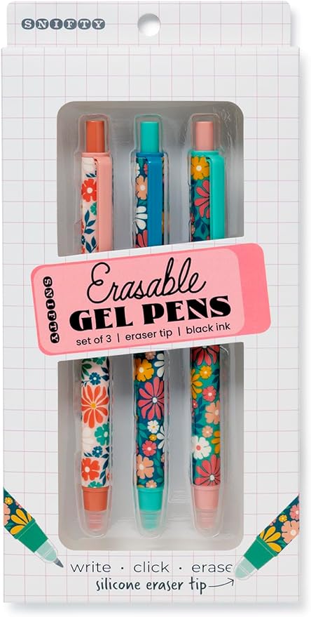 Erasable Bloom Gel Pens: Set of 3 by Snifty