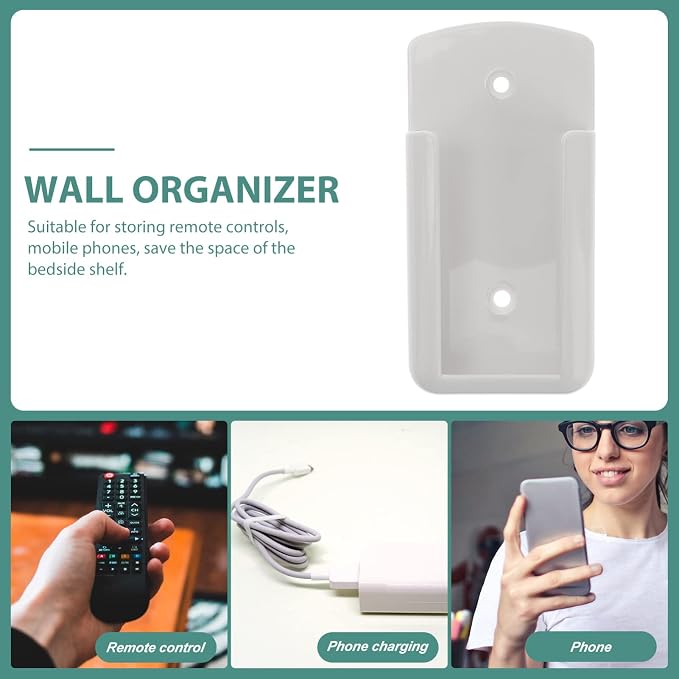 White Remote Control Holder Wall Mounted Remote Control Storage Box Wall Mount Remote Control Organizer Self Adhesive Remote Control Holder for for Home Office School Supply Storage
