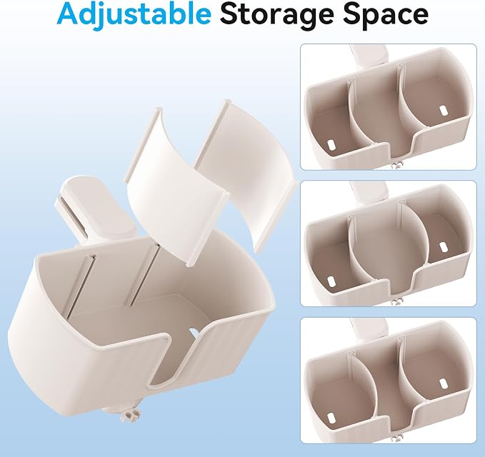 4 in 1 Desk Cup Holder with Storage Tray and Headphone Hanger | Clamp on design, rotating headphone hanger, detachable storage tray, cable holes, fits 5-50mm desks