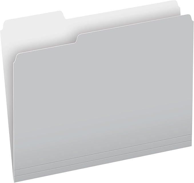 Pendaflex File Folders, 100 Pack, Durable Gray Folders, Letter Size (8.5" x 11"), 3 Tabs for Easy Labeling, Neutral Aesthetic Organization Essentials for Home, Office & School